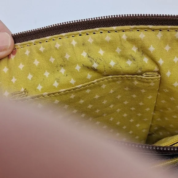 FOSSIL Vintage Key-Per Floral Crossbody Bag PVC Coated Textile Cow Leather - Picture 8 of 9